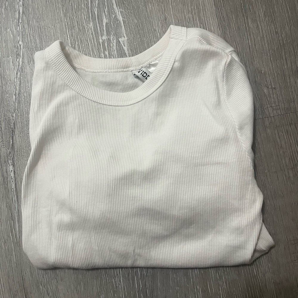 White H&M Ribbed Long Sleeve Top